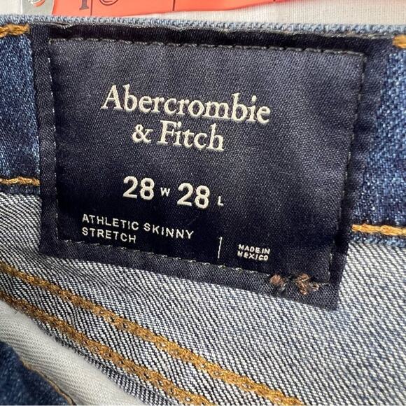 Abercrombie & Fitch Men's 28 x 28 Medium Wash Athletic Skinny Stretch Jeans - Picture 5 of 6